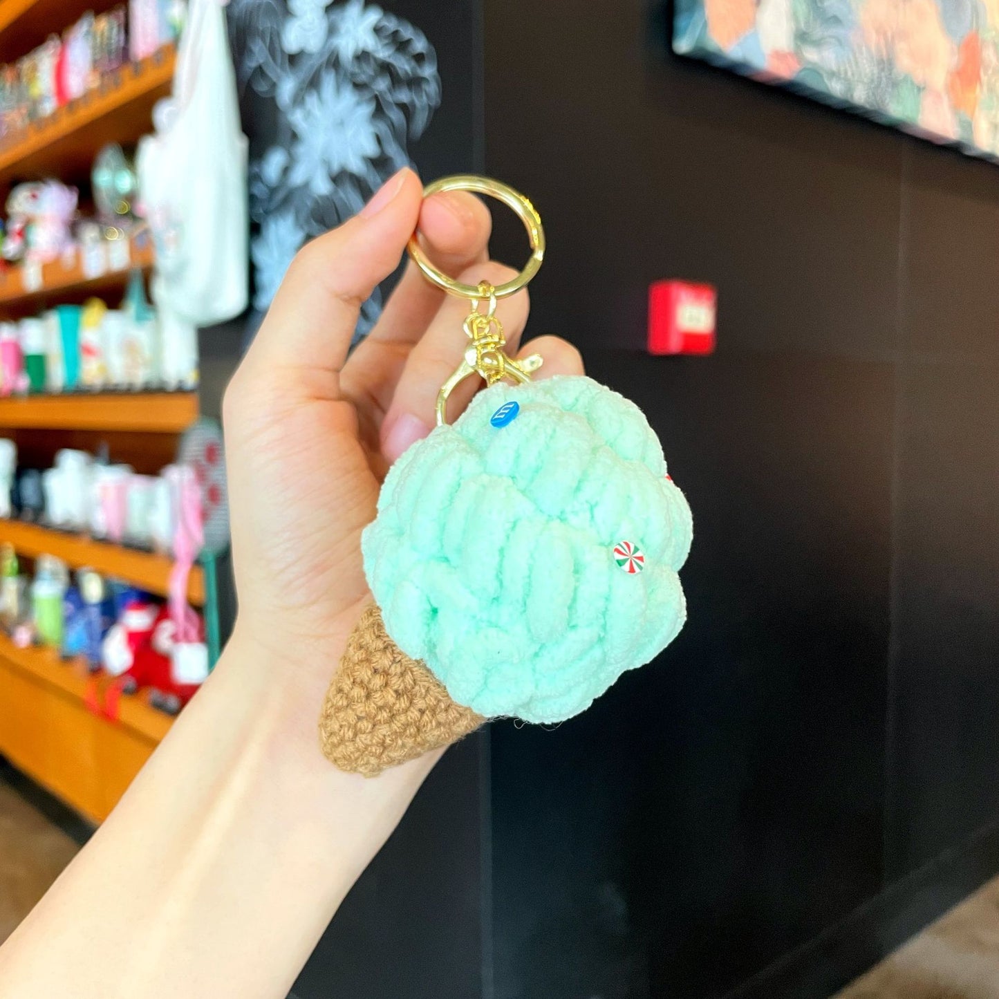 Crochet Yarn Ice Cream Keychain — Dopamine Dessert Bag Charm