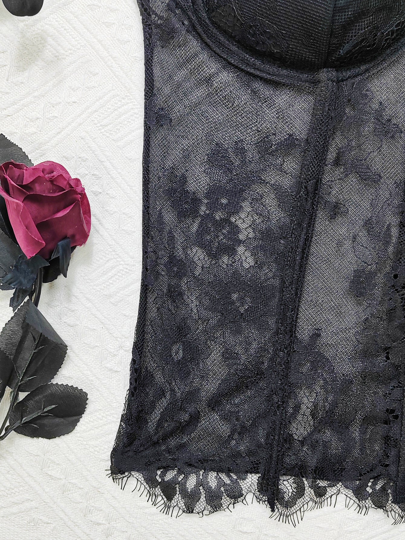🕸️ Spicy | Sheer Lace Boned Front-Clasp Cami
