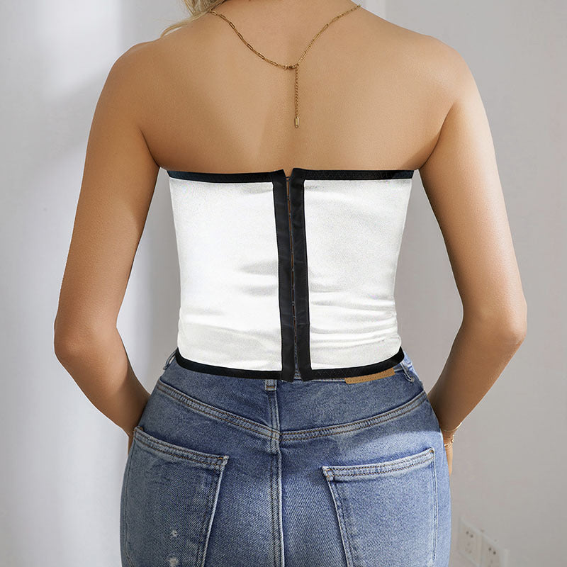 🔒 Spicy|Padded Steel Boned Zip-Up Tube Top