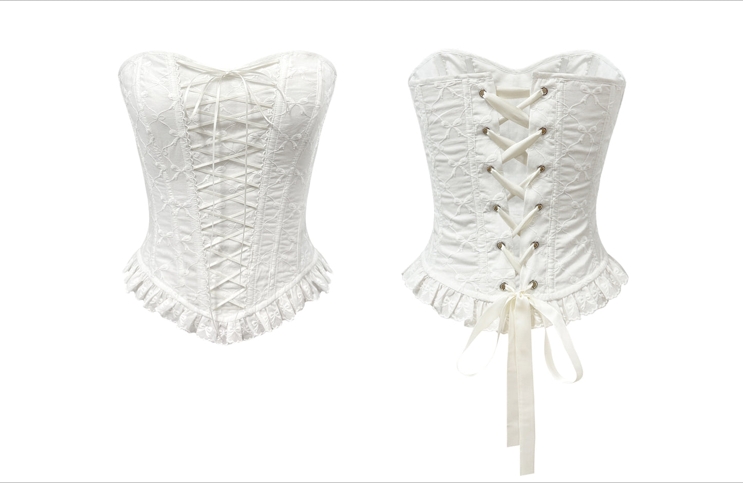 🌺 Spicy|Lace Boned Corset Top & Irregular Ruffle Skirt Set