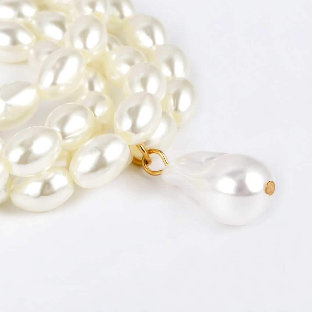 🔷 Necklace + Geometric Beaded Pendant Necklace – Multi-Layer