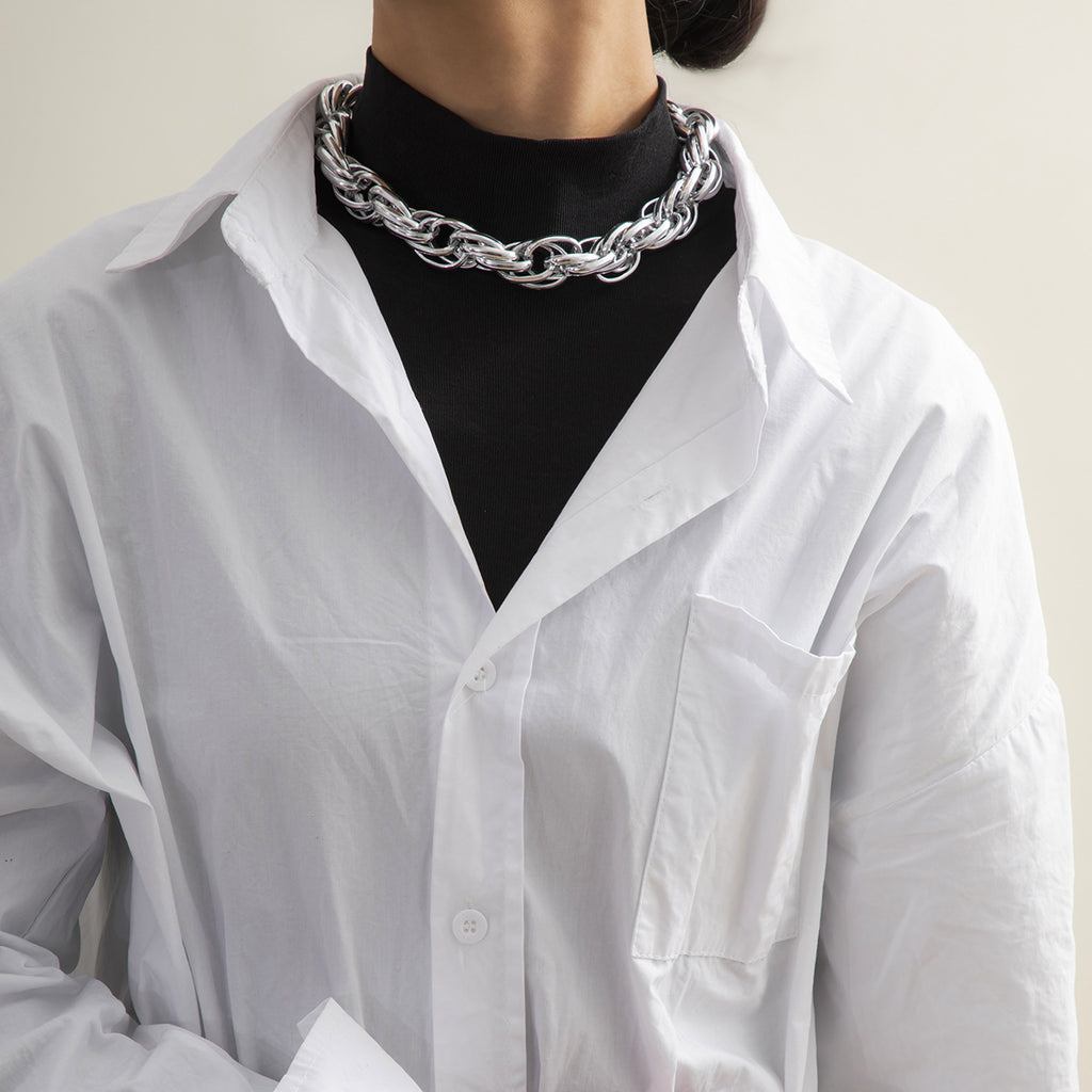 📿 Necklace + Braided Twist Chunky Geometric Chain Necklace