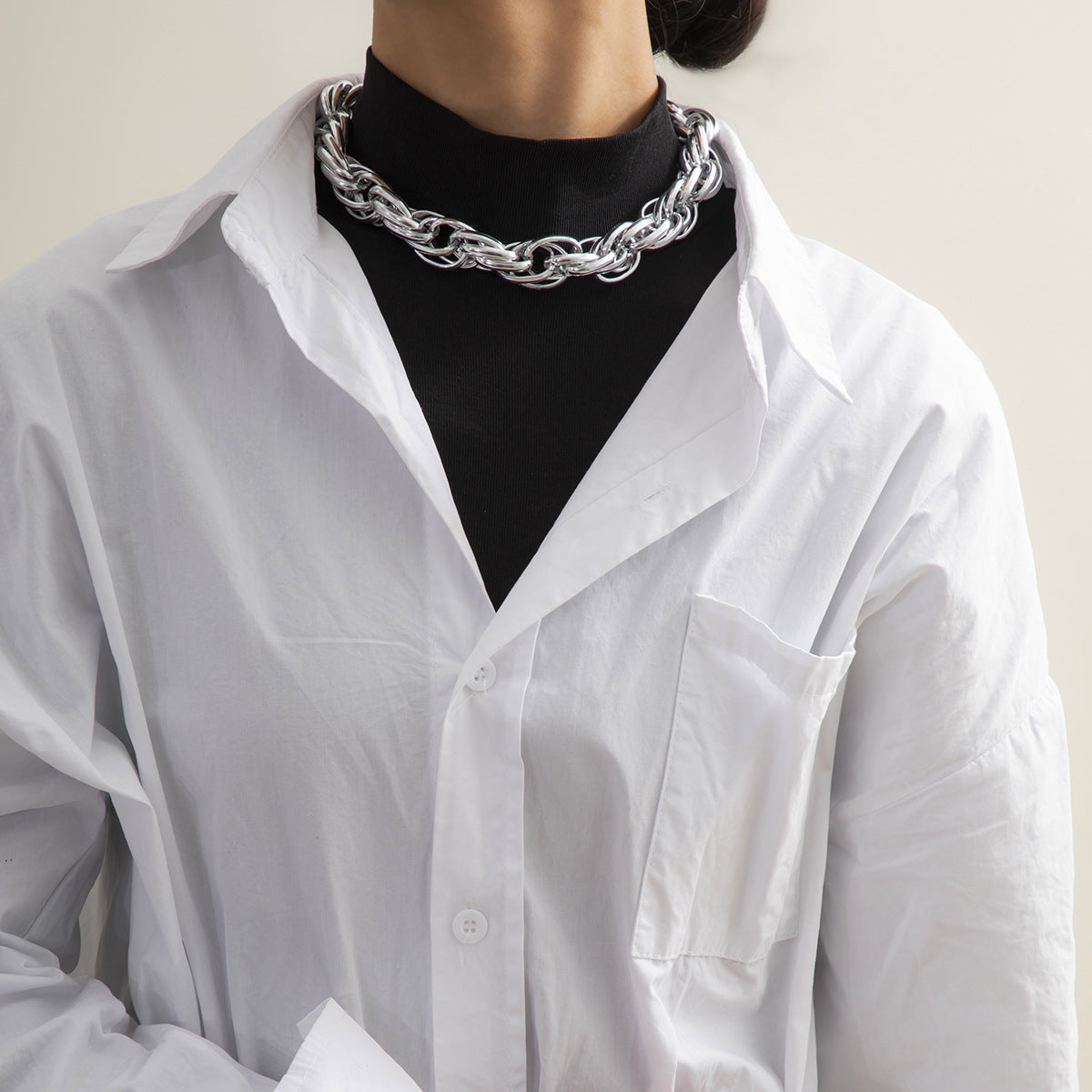 📿 Necklace + Braided Twist Chunky Geometric Chain Necklace