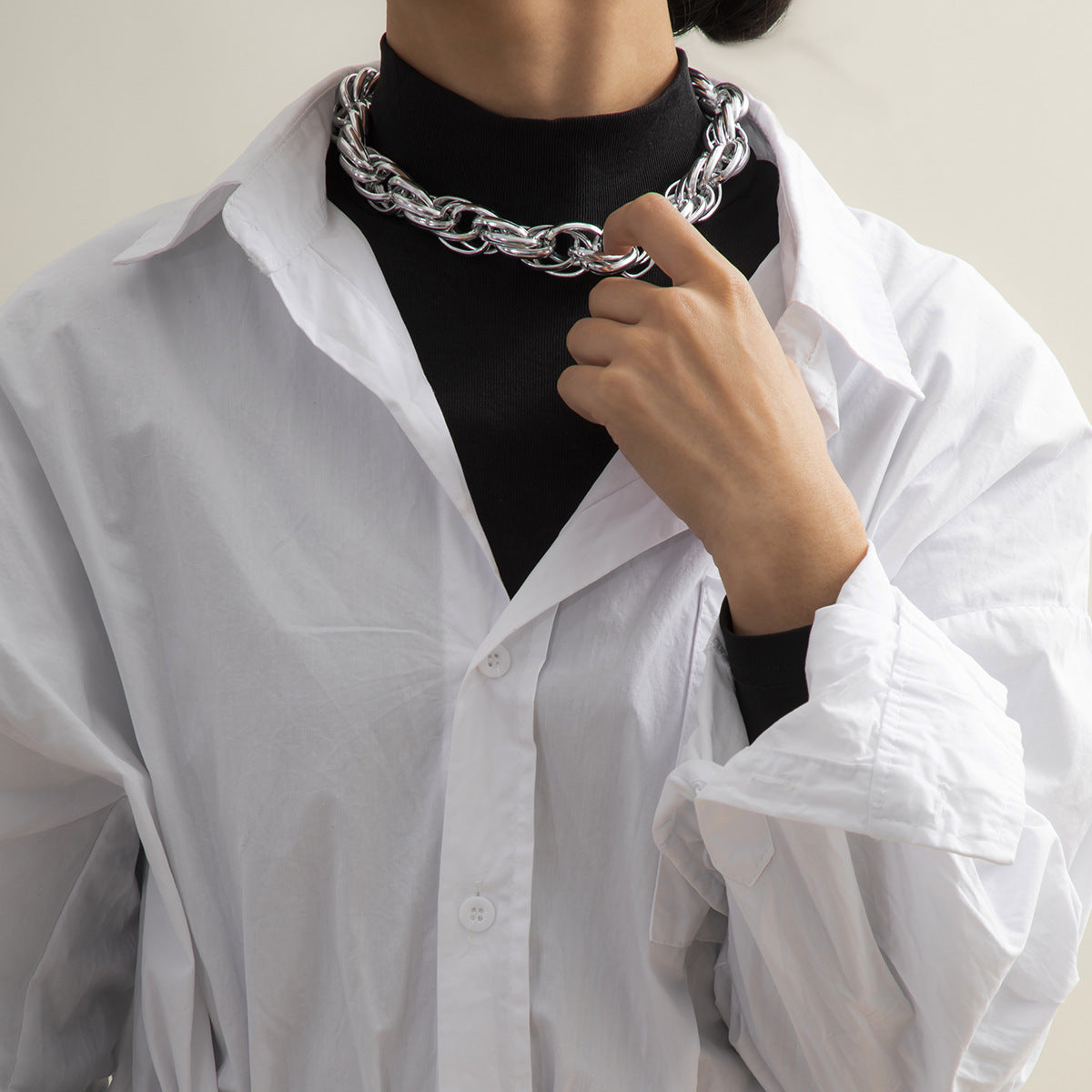 📿 Necklace + Braided Twist Chunky Geometric Chain Necklace