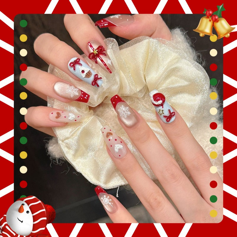 🍓🎄Berry Red French Nails