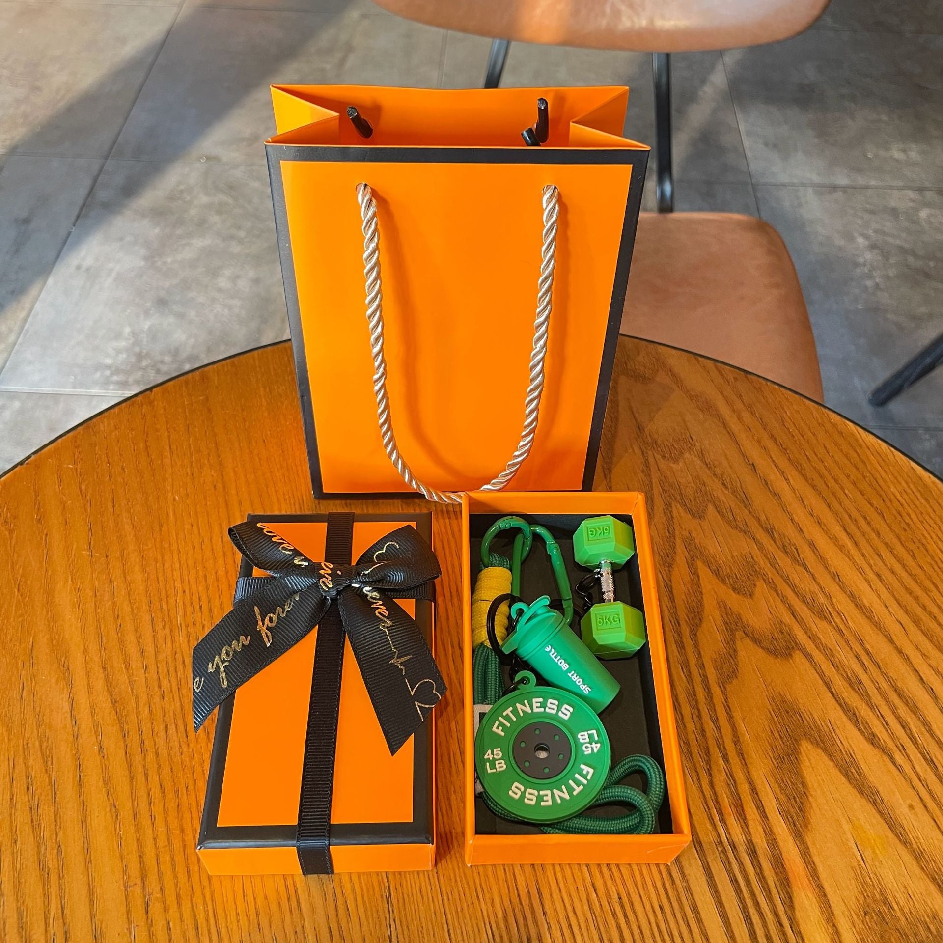 💪 Silicone Dumbbell & Shaker Keychain Set