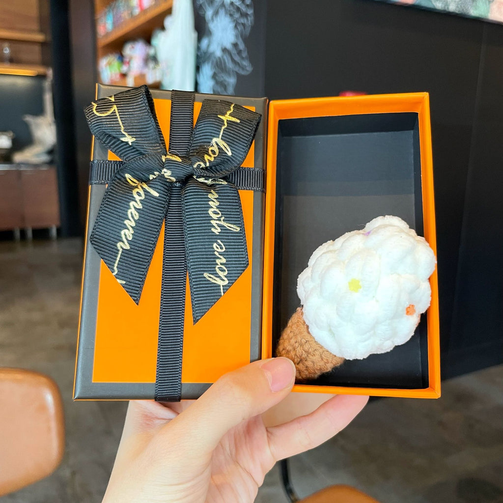 Crochet Yarn Ice Cream Keychain