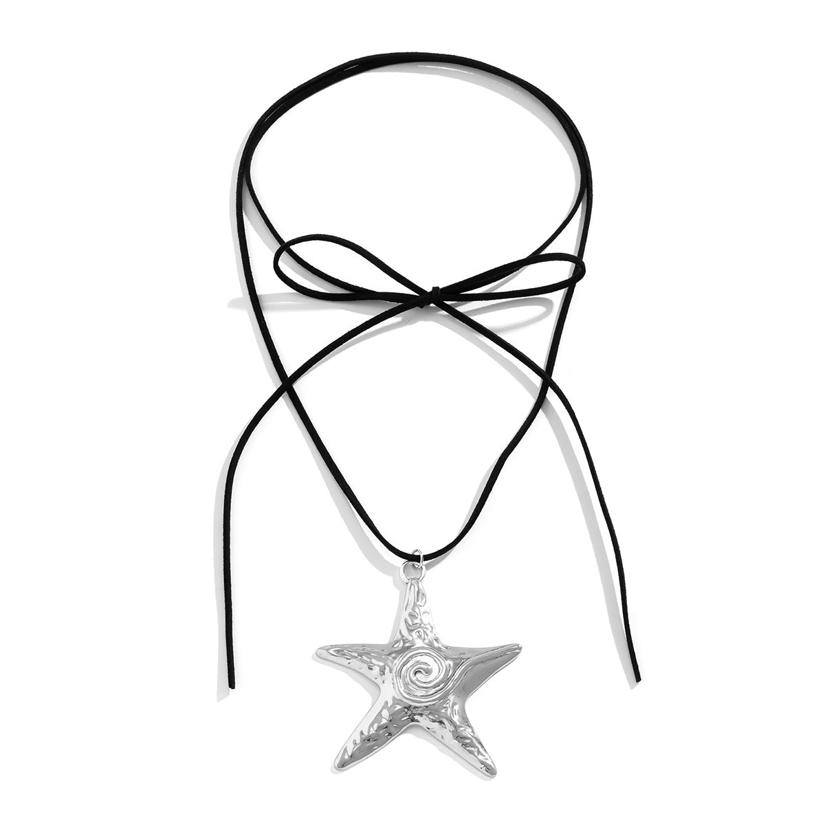 🐚 Choker + Velvet Bow Starfish Pendant Necklace – Statement Sweetpunk
