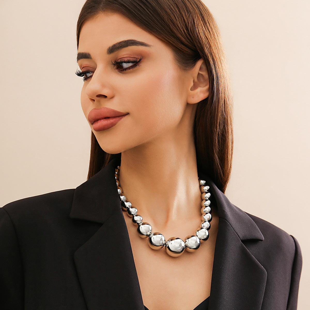 💥 Necklace + Punk Geometric Beaded Choker – Bold Statement