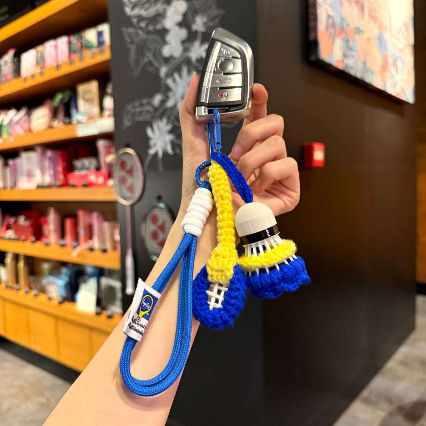 🏸 Crochet Badminton Keychain — Handmade Gift for Sporty Girls