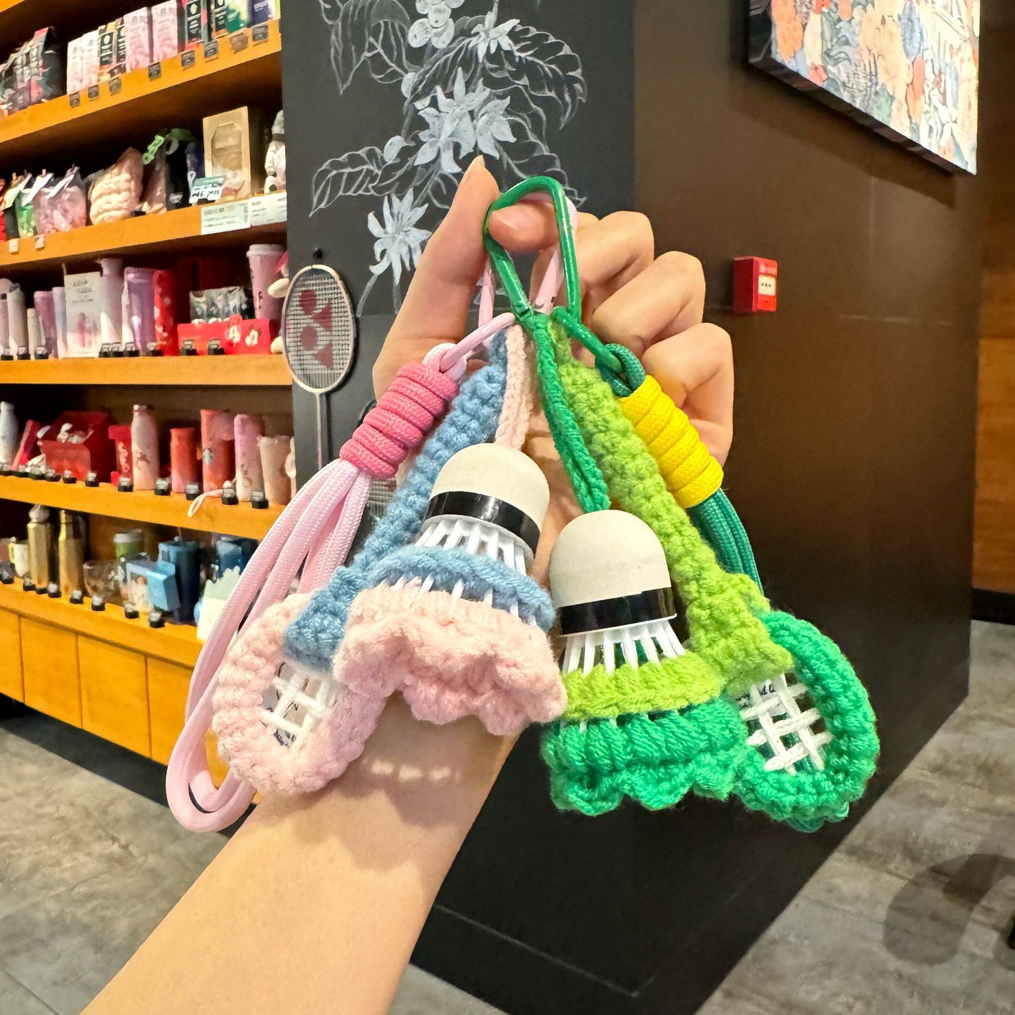 🏸 Crochet Badminton Keychain — Handmade Gift for Sporty Girls