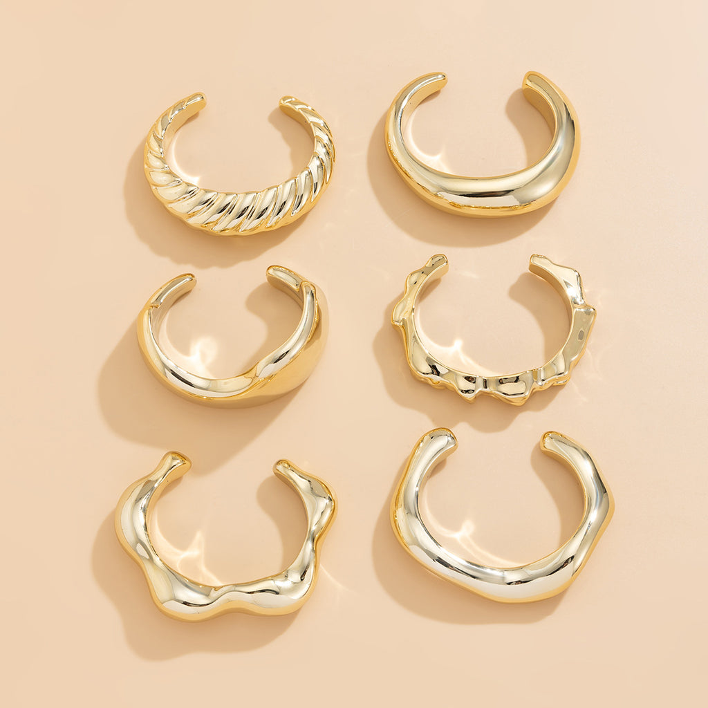 ✨ Bracelet Set + Irregular Glossy Metal CCB Bangles – Light Luxury Texture