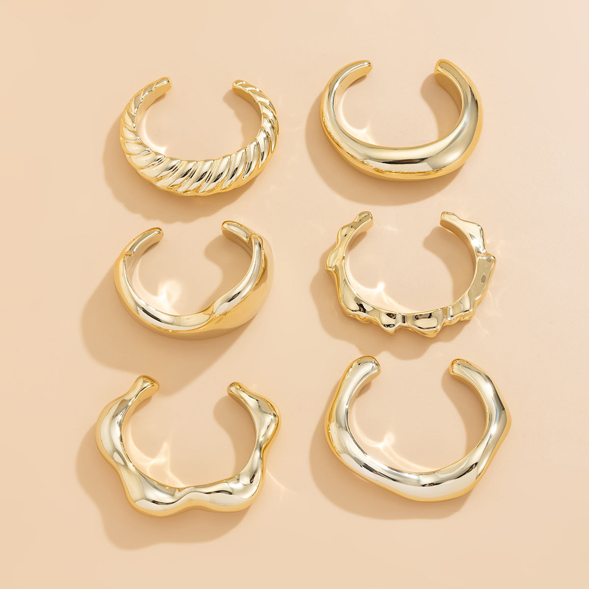 ✨ Bracelet Set + Irregular Glossy Metal CCB Bangles – Light Luxury Texture