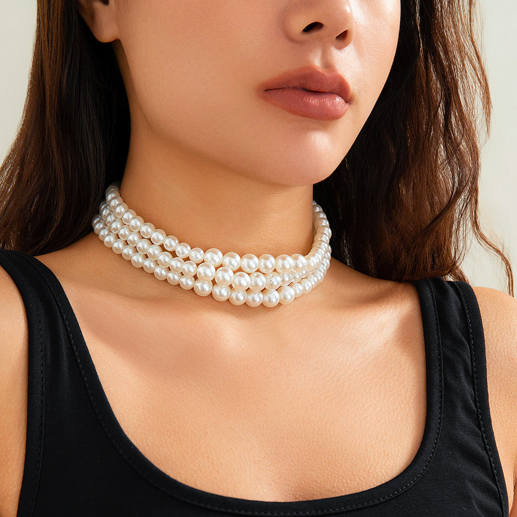 📿 Choker + Handmade Layered Pearl Necklace – Street Snap Favorite