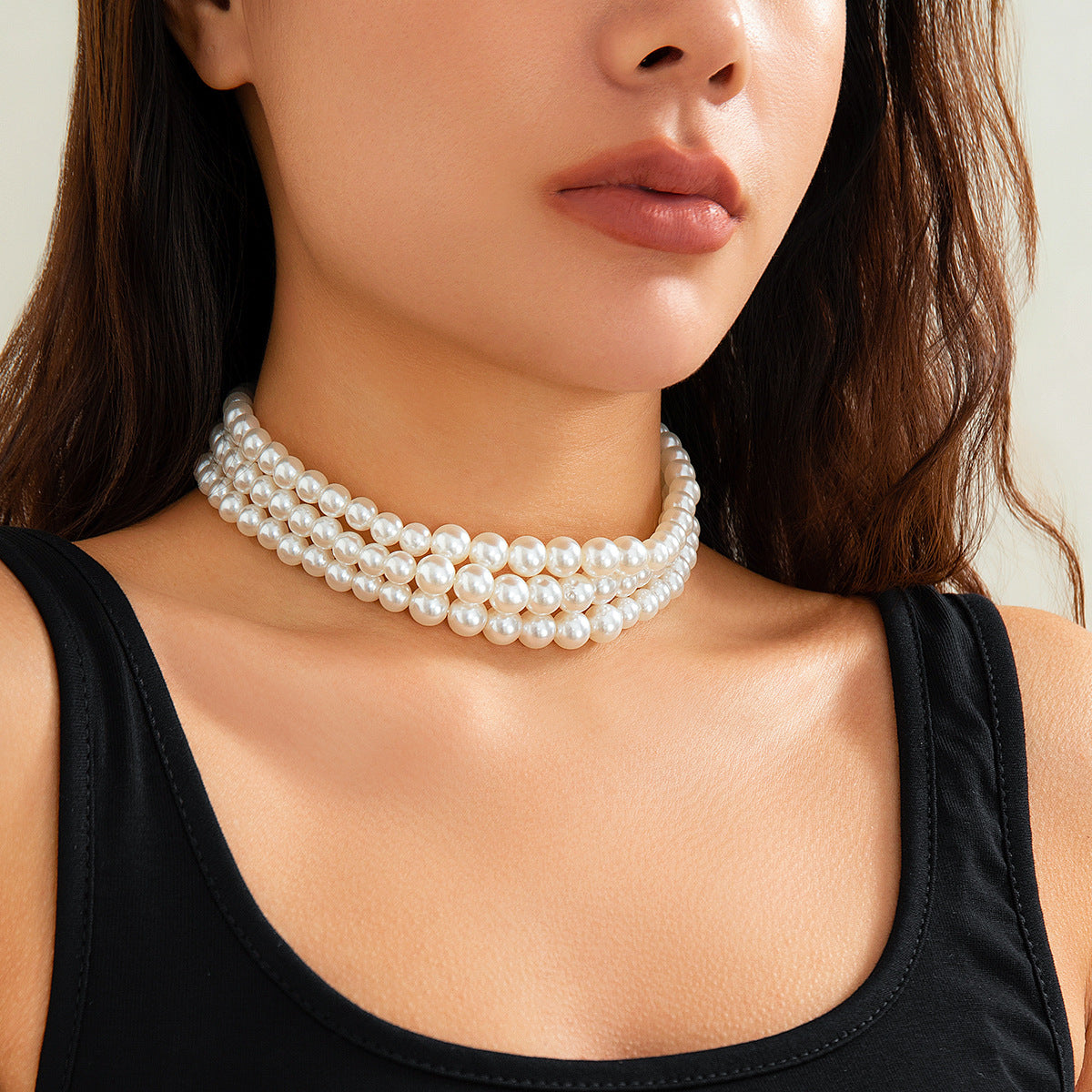📿 Choker + Handmade Layered Pearl Necklace – Street Snap Favorite