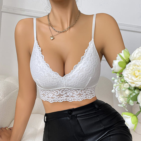 🌙 Spicy｜Lace Trim Backless Micro Cami Top
