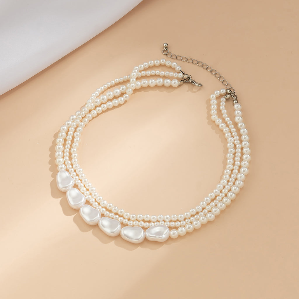 💫 Necklace + Woven Pearl Baroque Layered Necklace – Retro Glam