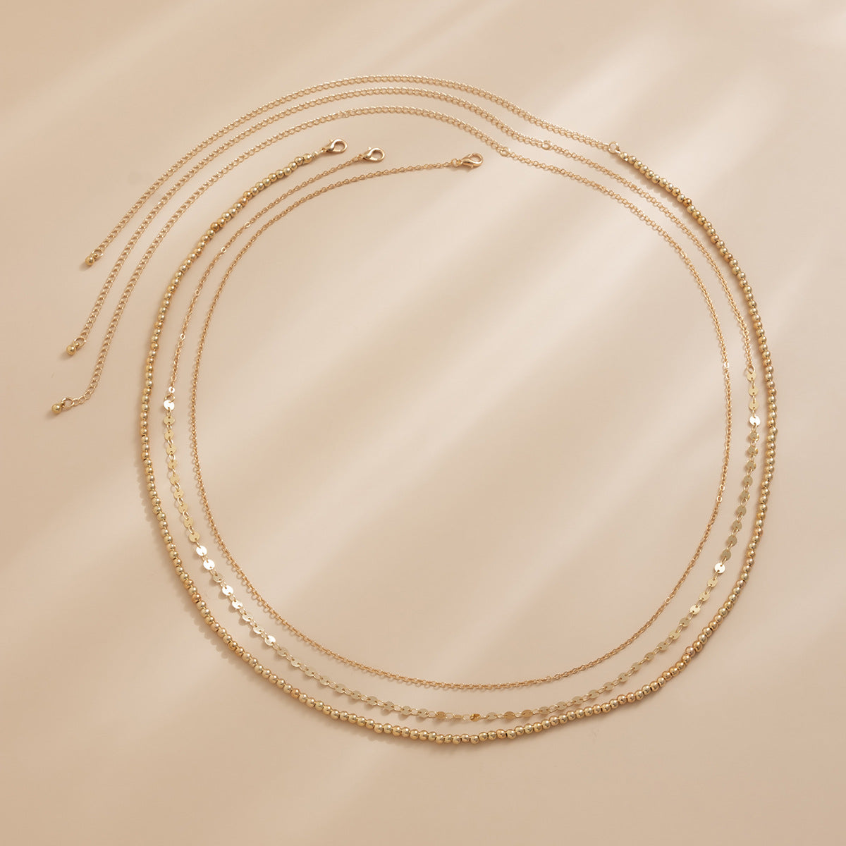 ✨ Waist Chain + Multi-Strand Beaded Punk Waist Belt – Rhinestone Sequin Accent