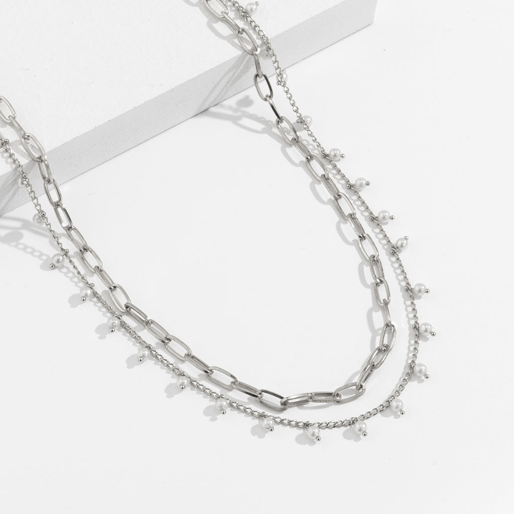 💫 Waist Chain + Pearl-Inspired Waist Belt – Multi-Layer Geometric Metal Chain