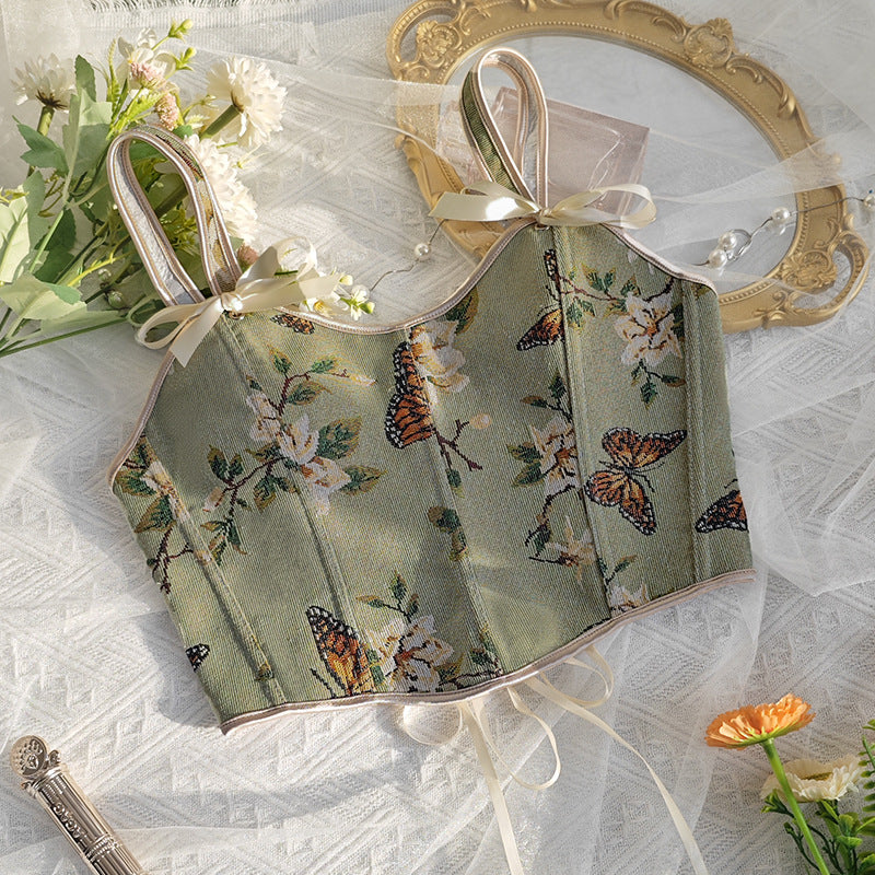 🌸 Spicy | French Floral Bow Tie Slimming Camisole
