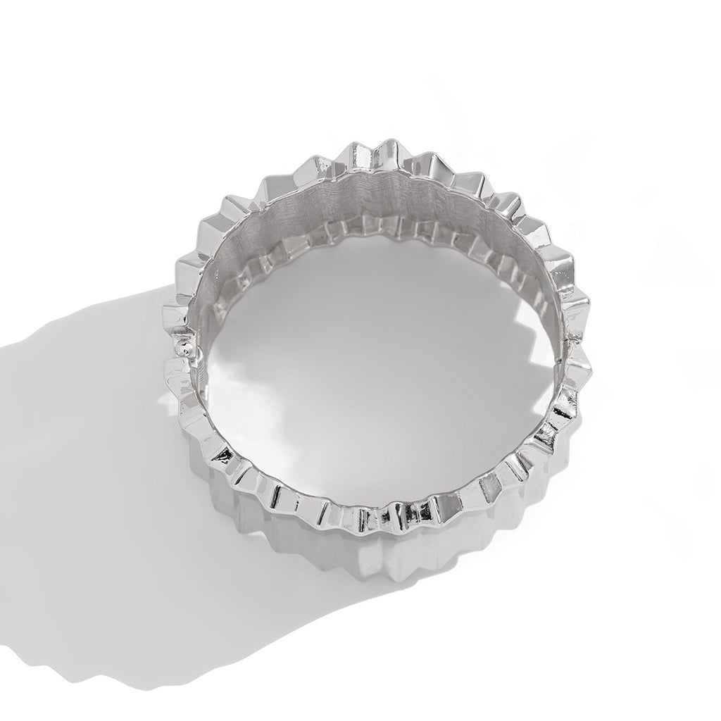 🌀 Bracelet + Wide Spring Coil Metal Cuff – Bold Punk Texture