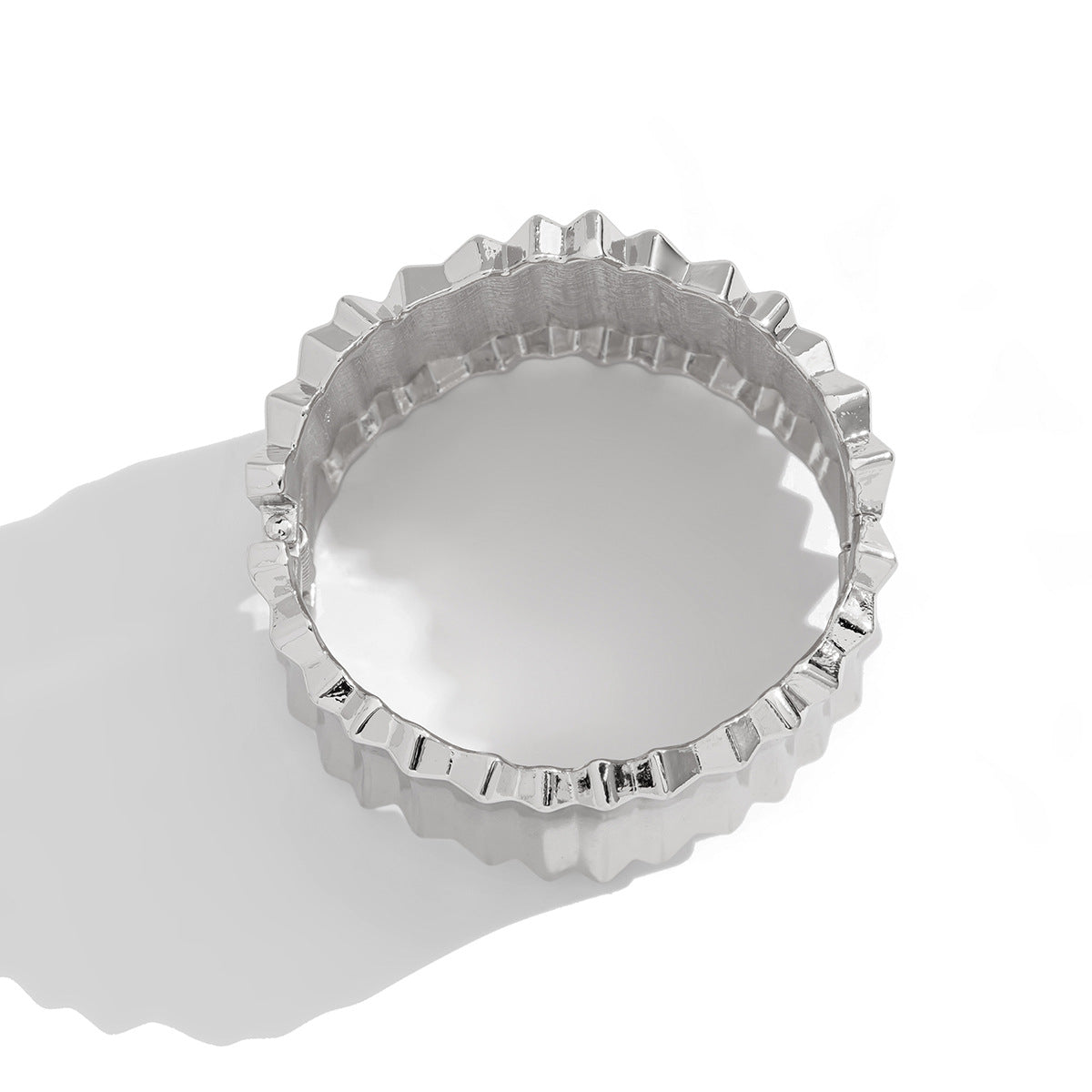 🌀 Bracelet + Wide Spring Coil Metal Cuff – Bold Punk Texture