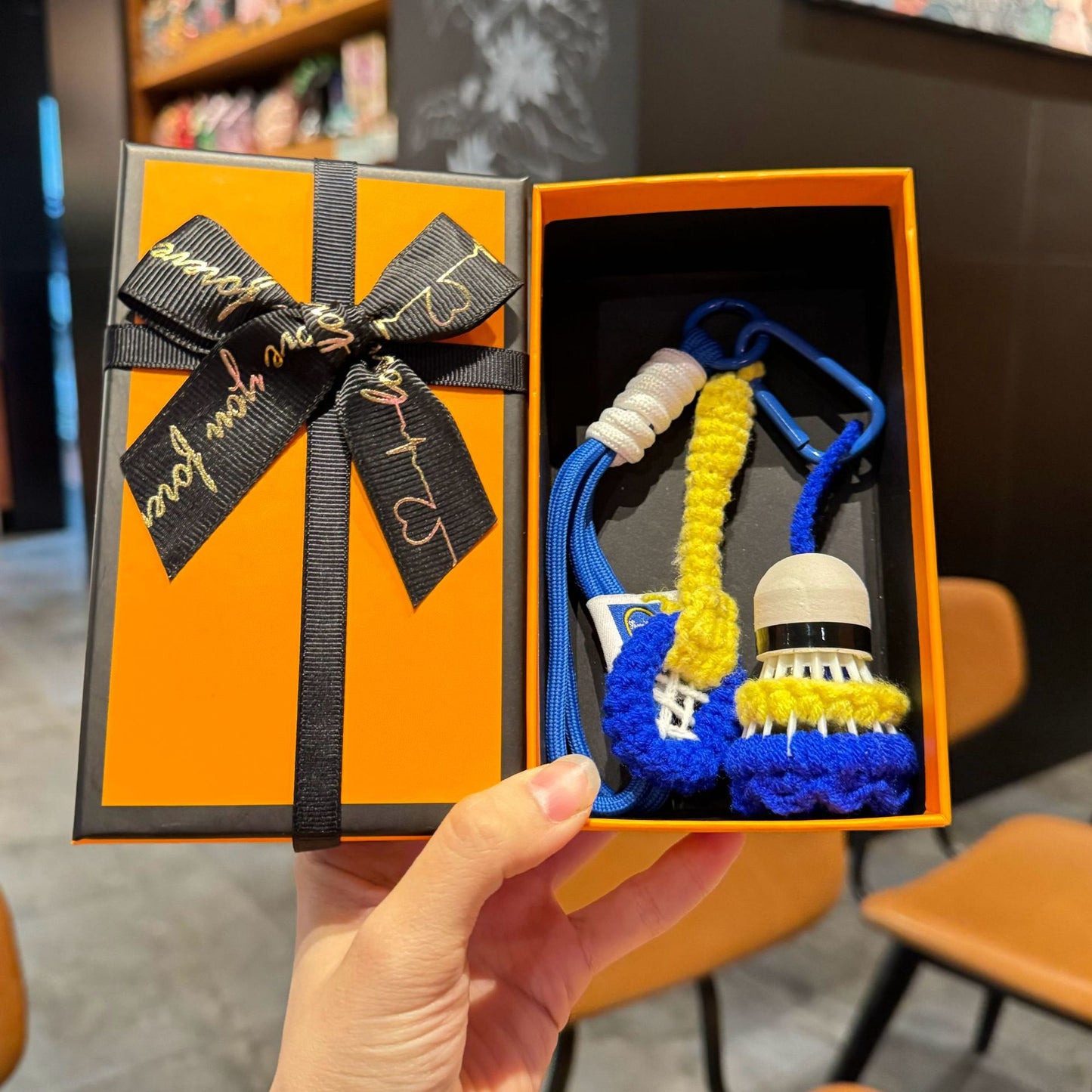 🏸 Crochet Badminton Keychain — Handmade Gift for Sporty Girls