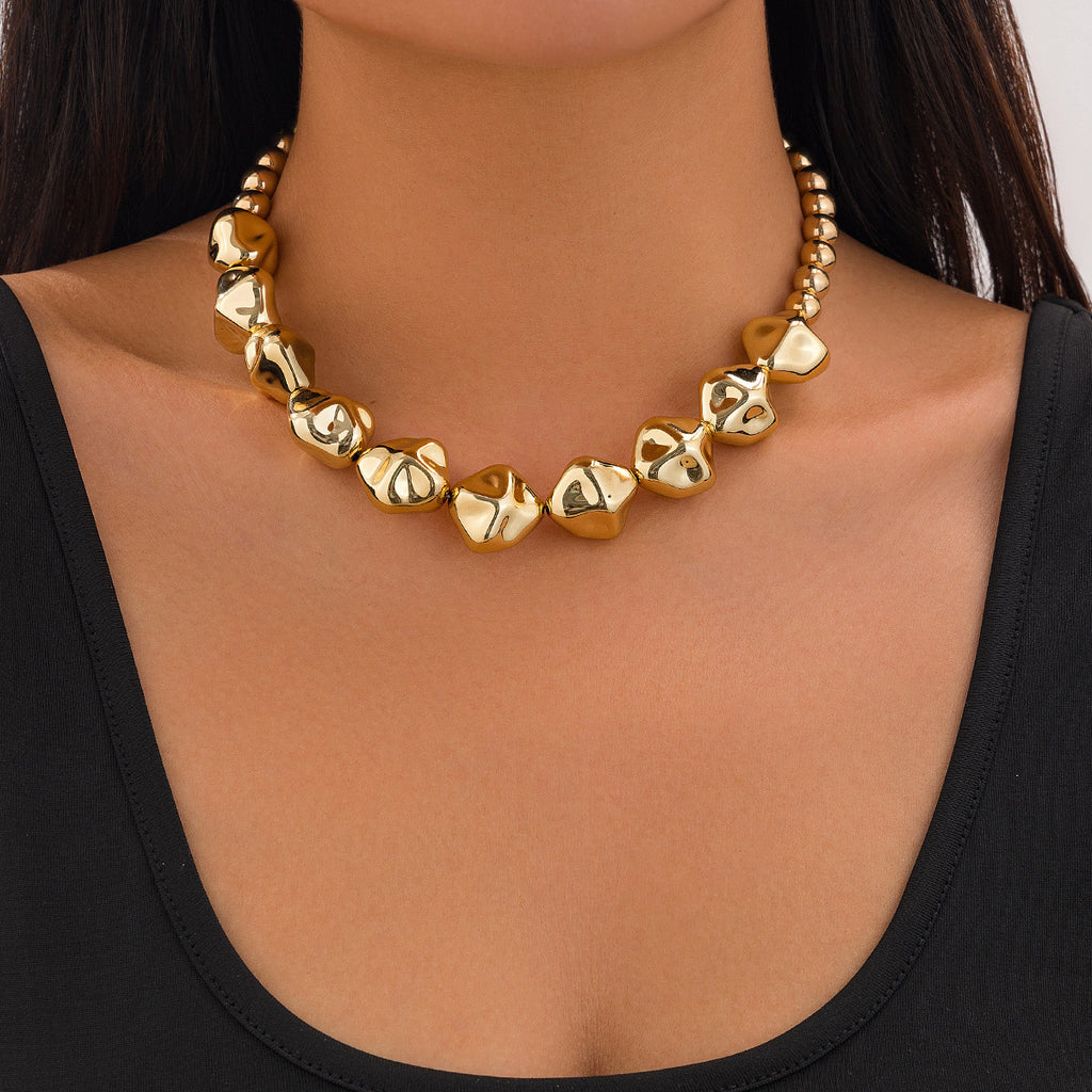 🧿 Necklace Set + Irregular CCB Beads + Geometric Pearl Layered Necklace