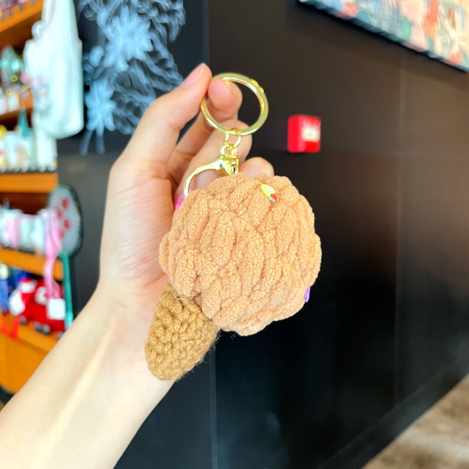 Crochet Yarn Ice Cream Keychain