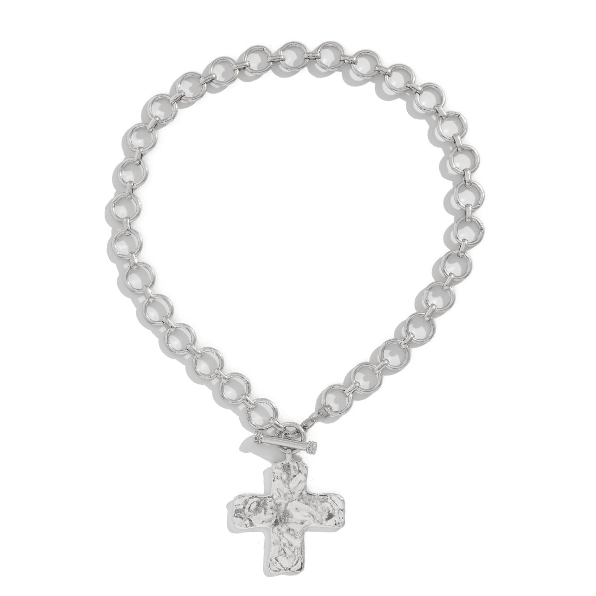 ✝️ Necklace + Alloy Cross Pendant Necklace – Minimalist Flat-Link Chain