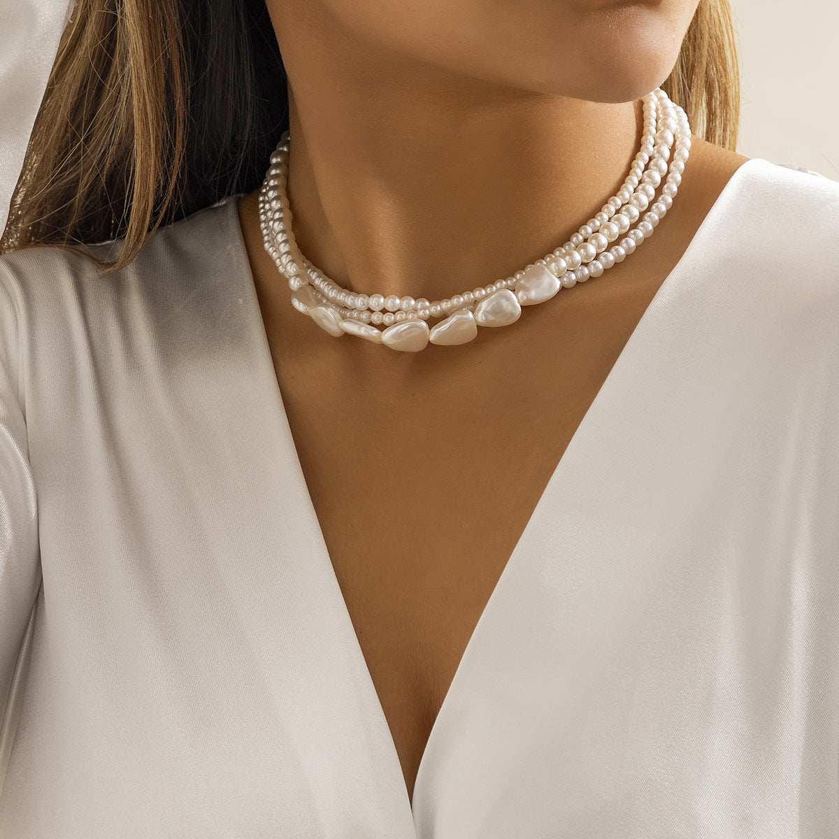 💫 Necklace + Woven Pearl Baroque Layered Necklace – Retro Glam