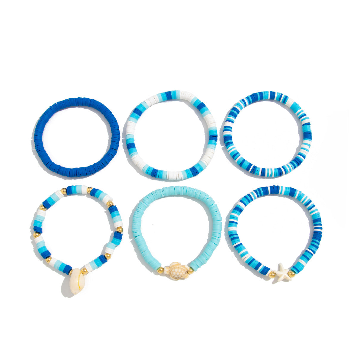 🐚 Bracelet Set + Starfish Shell Beaded Bracelet Duo – Ocean Floral Theme