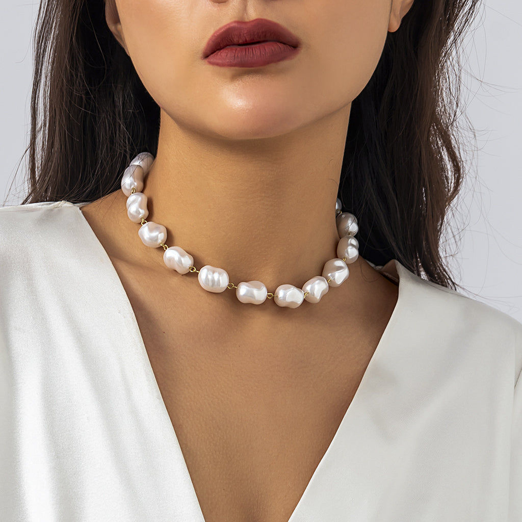 💫 Necklace + Woven Pearl Baroque Layered Necklace – Retro Glam