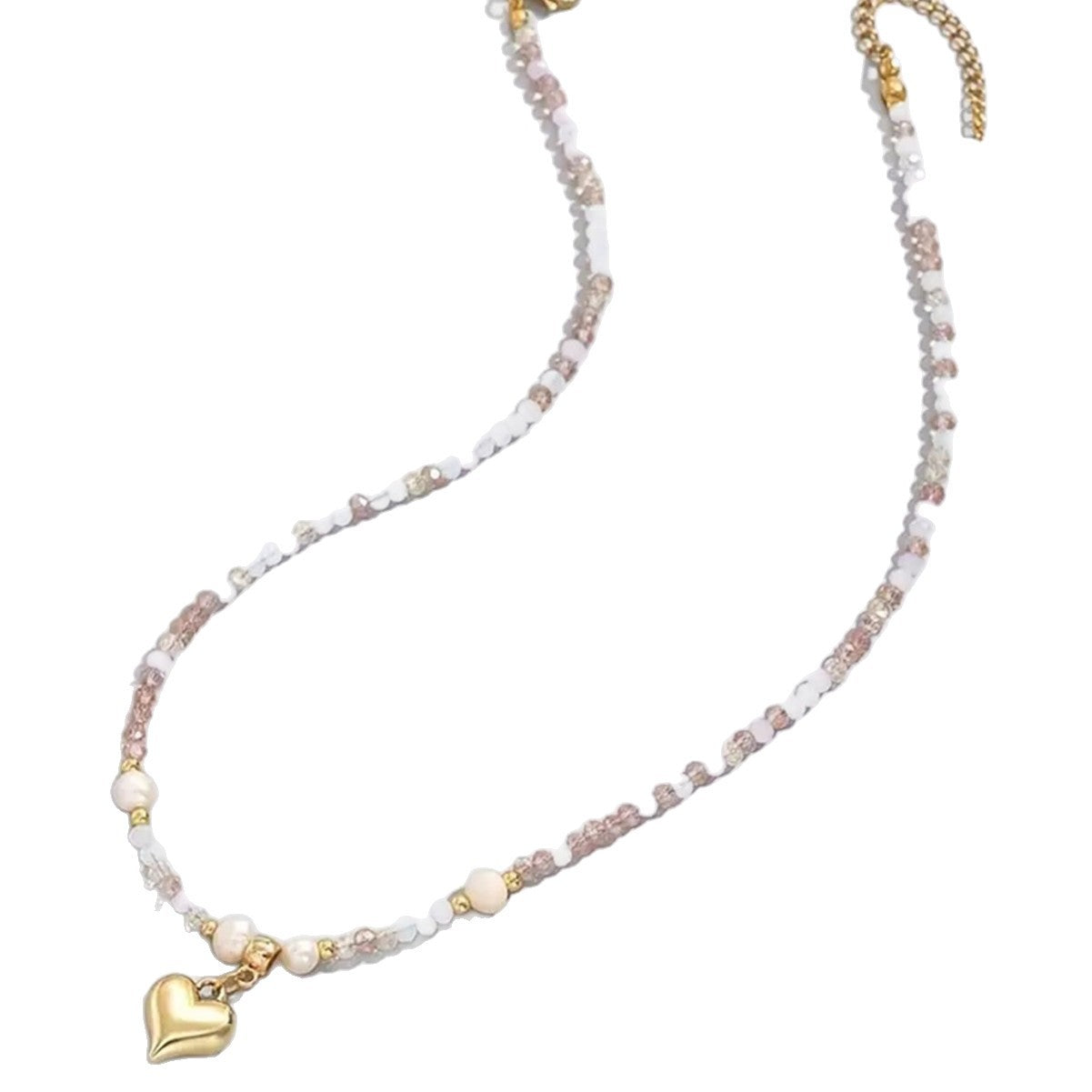 💖 Necklace + Beaded Freshwater Pearl Heart Layered Necklace