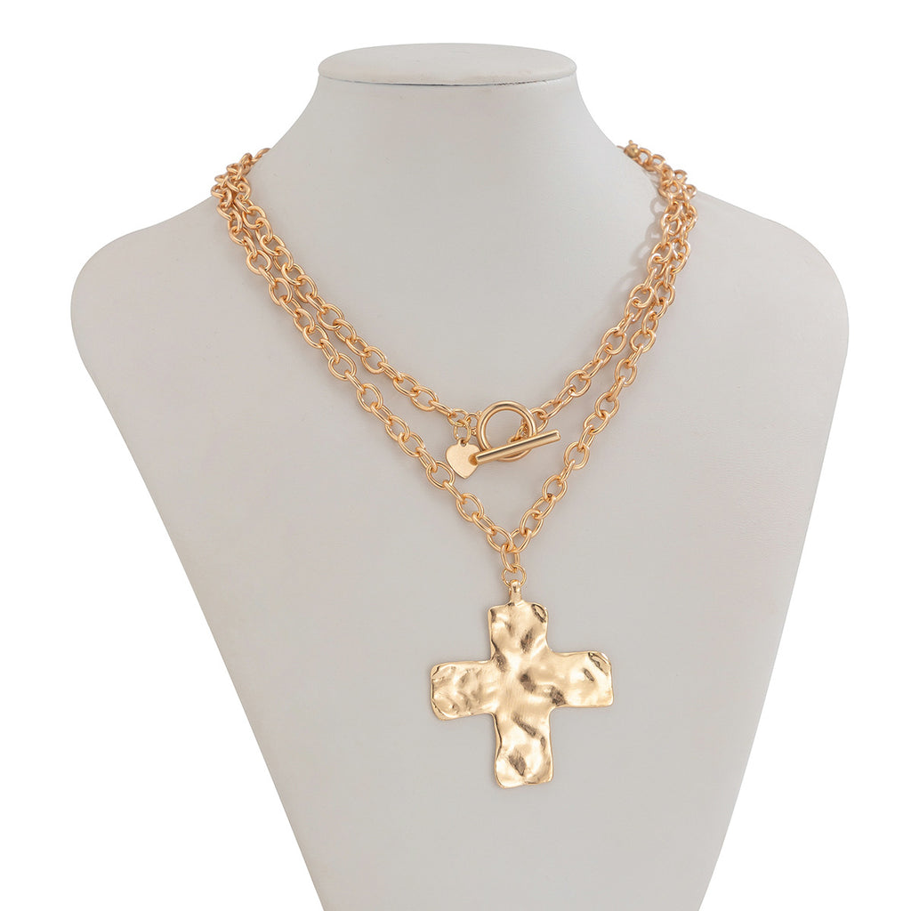 ✝️ Necklace + Alloy Cross Pendant Necklace – Minimalist Flat-Link Chain