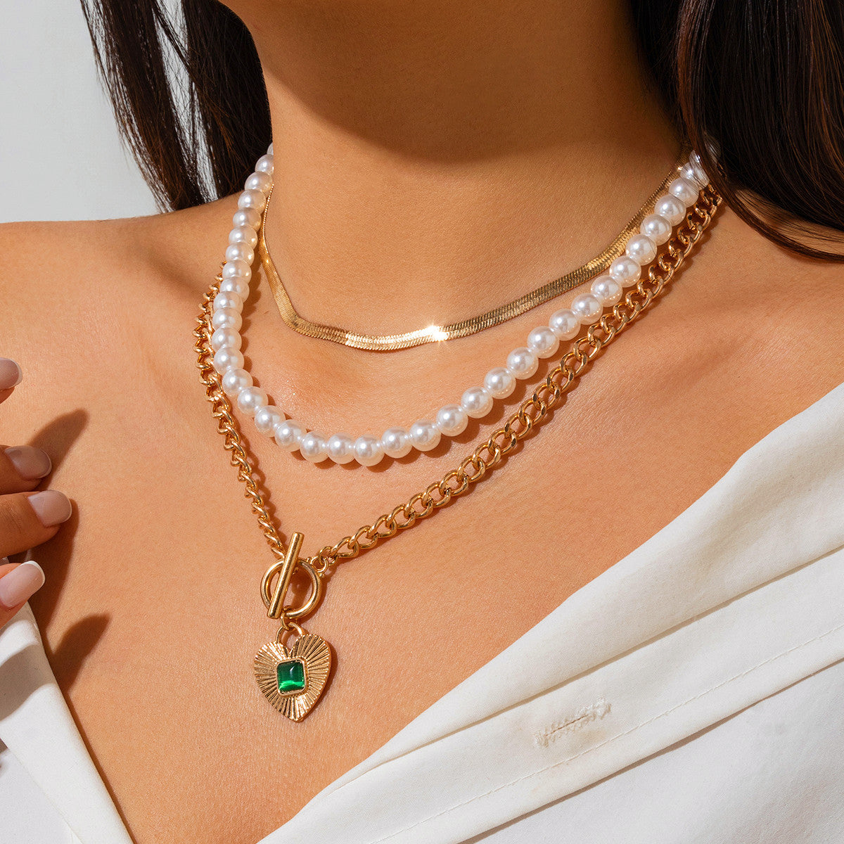 💧 Necklace + Irregular Waterdrop Pearl Pendant Layered Necklace