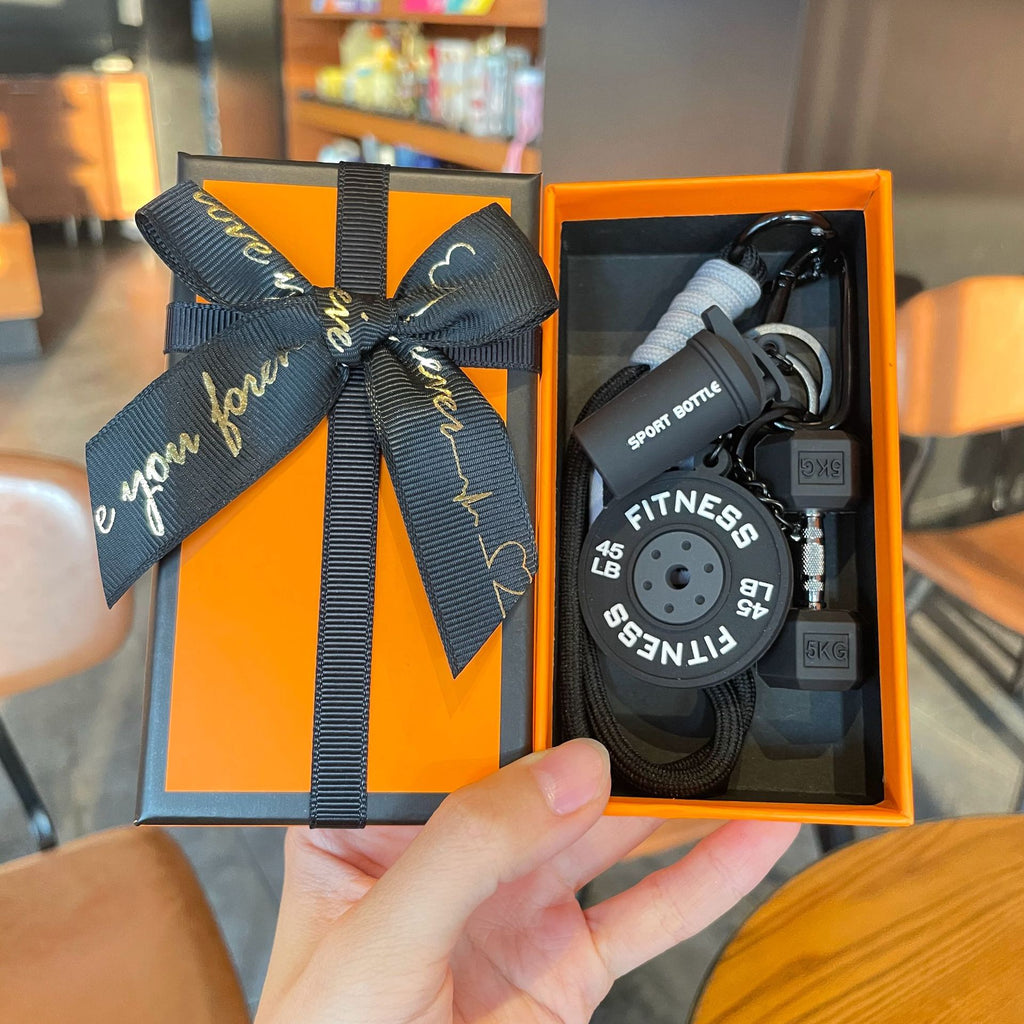 💪 Silicone Dumbbell & Shaker Keychain Set