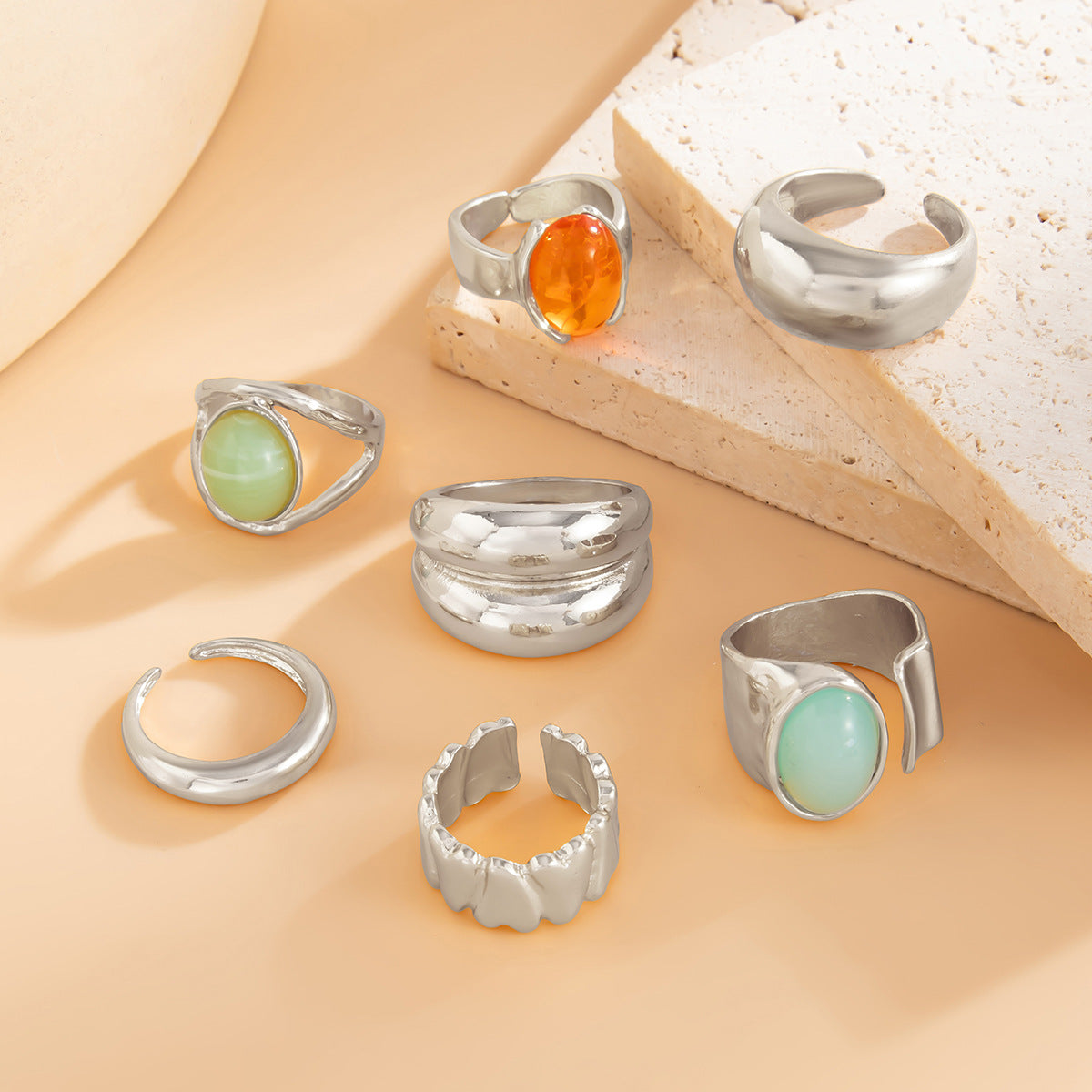 🌹 Ring Set + Acrylic Oversized Flower Ring Set – Y2K Statement Rose