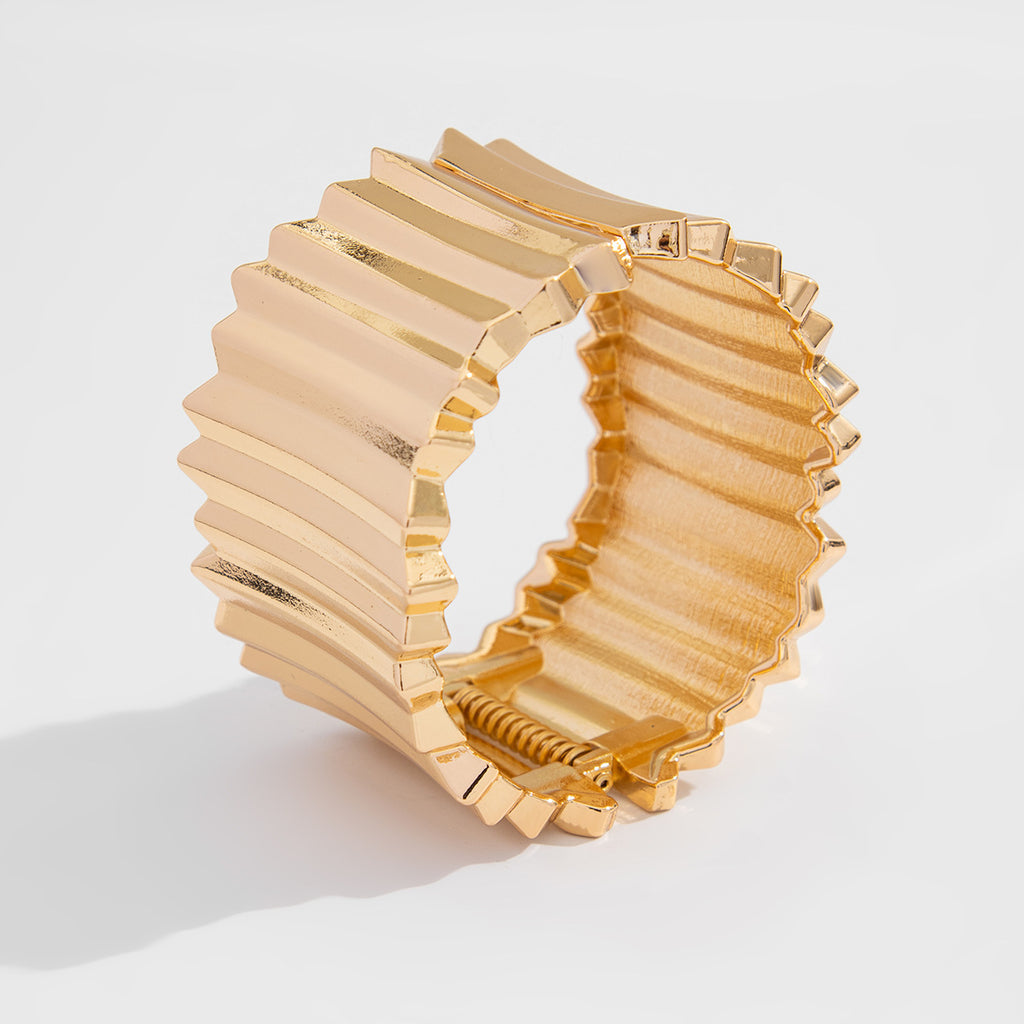 🌀 Bracelet + Wide Spring Coil Metal Cuff – Bold Punk Texture