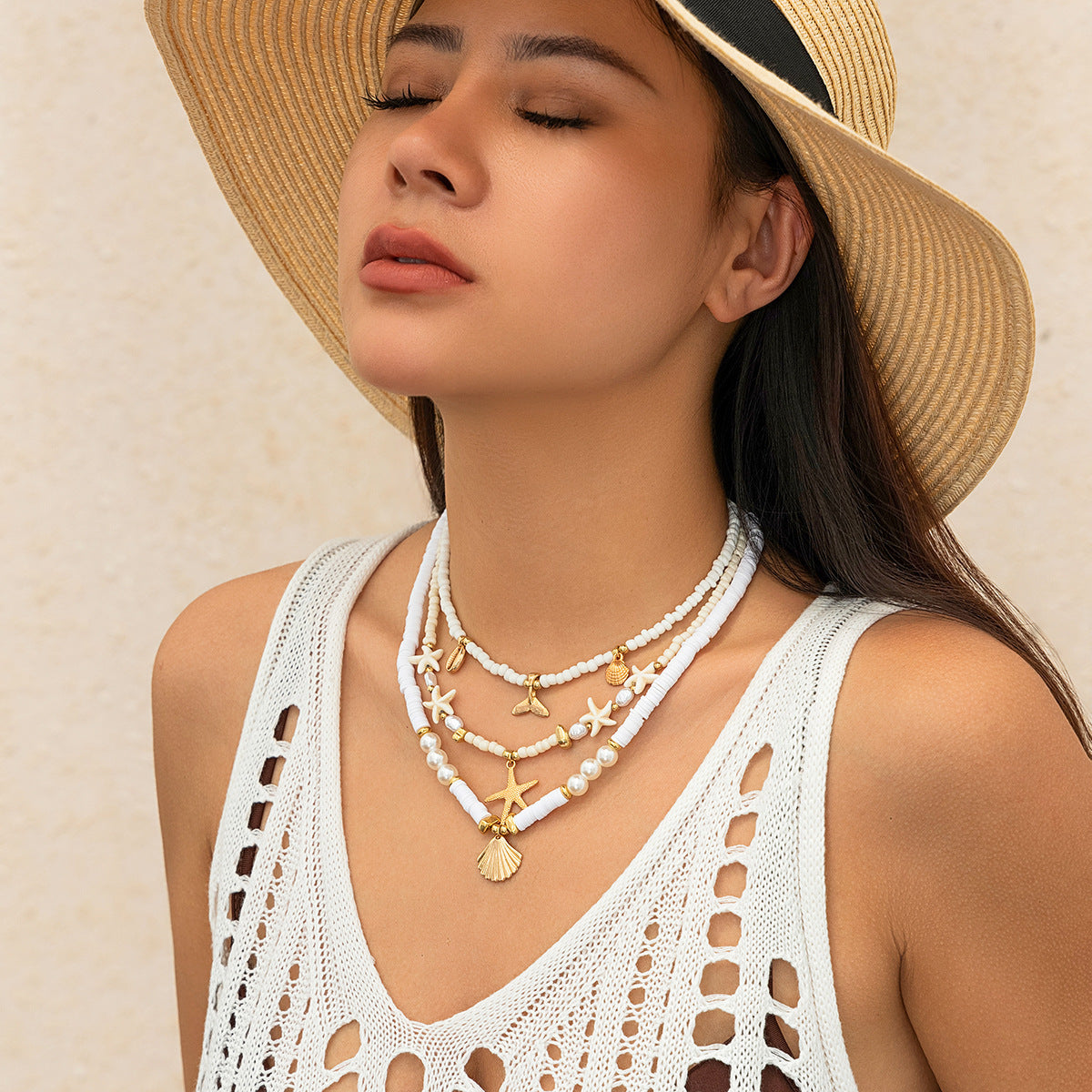 🐚 Necklace + Multi-Layer Shell & Turquoise Beaded Necklace – Ocean Vibe