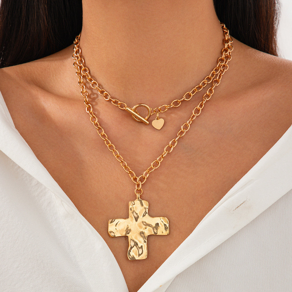 ✝️ Necklace + Alloy Cross Pendant Necklace – Minimalist Flat-Link Chain