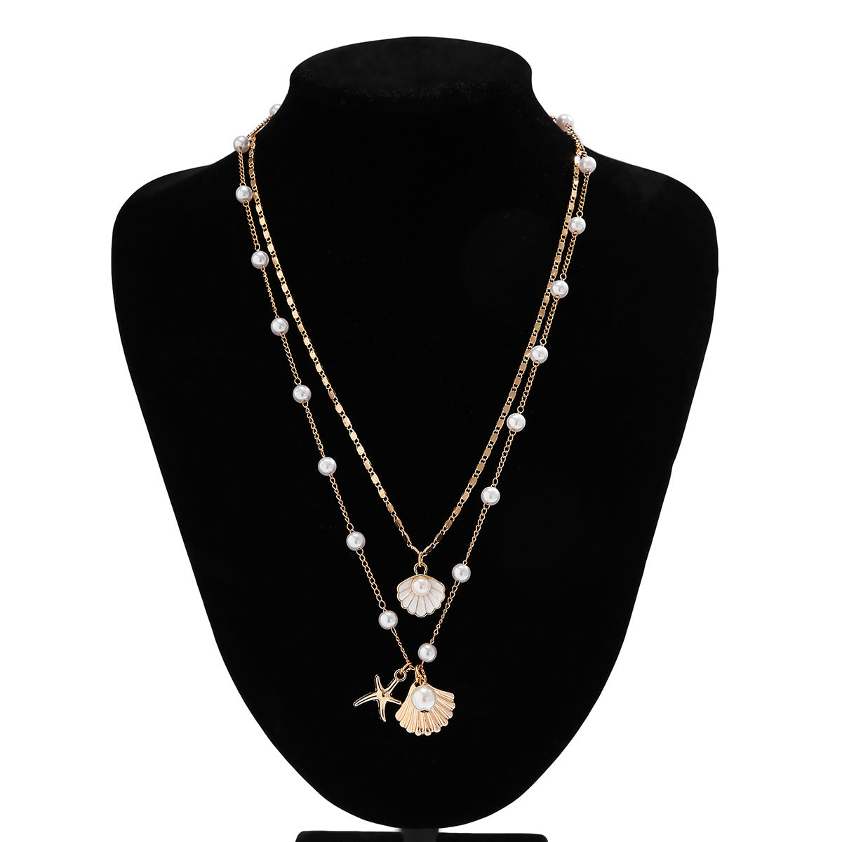 🐚 Necklace + Vintage Pearl Necklace With Shell & Starfish Charms – Beach Style