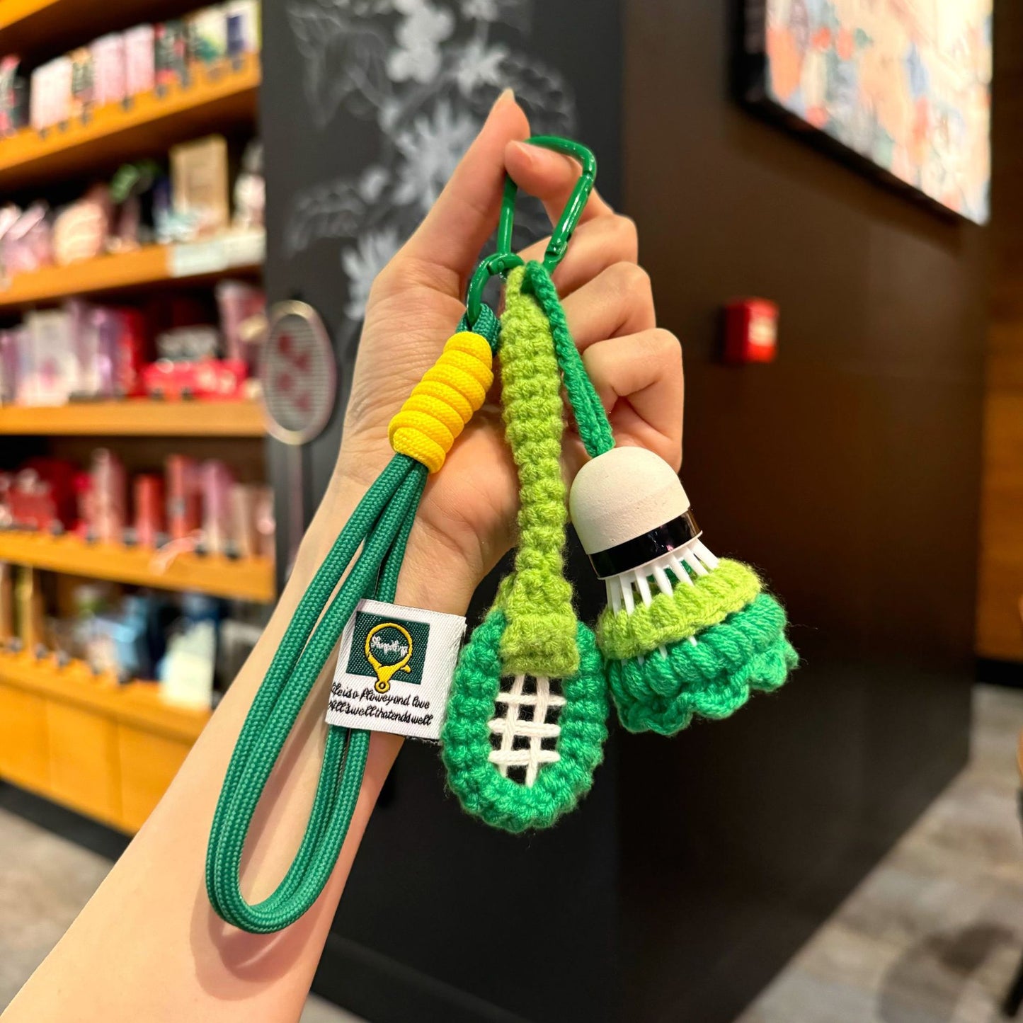 🏸 Crochet Badminton Keychain — Handmade Gift for Sporty Girls