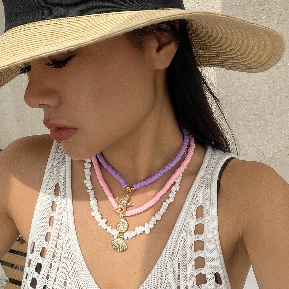 🐚 Necklace + Multi-Layer Shell & Turquoise Beaded Necklace – Ocean Vibe