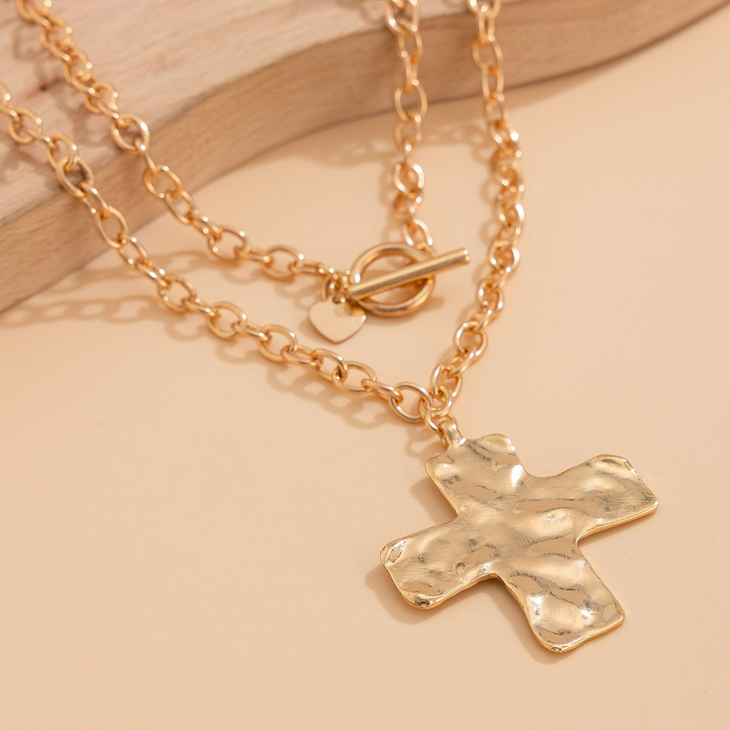 ✝️ Necklace + Alloy Cross Pendant Necklace – Minimalist Flat-Link Chain