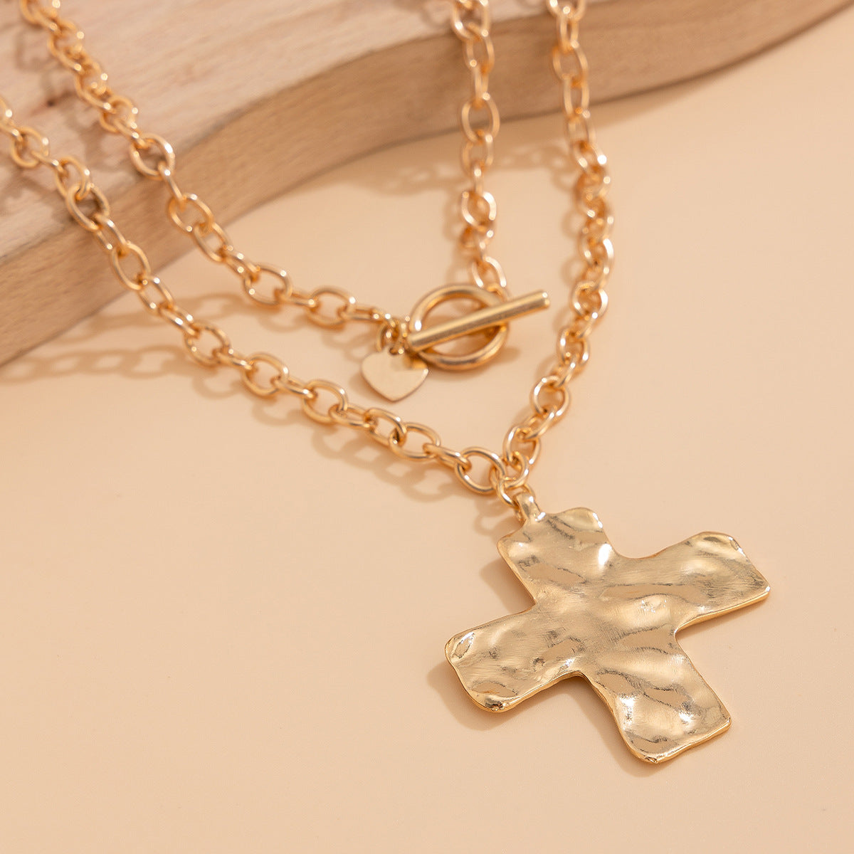 ✝️ Necklace + Alloy Cross Pendant Necklace – Minimalist Flat-Link Chain