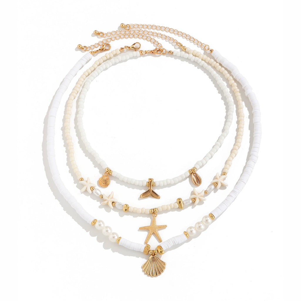 🐚 Necklace + Multi-Layer Shell & Turquoise Beaded Necklace – Ocean Vibe