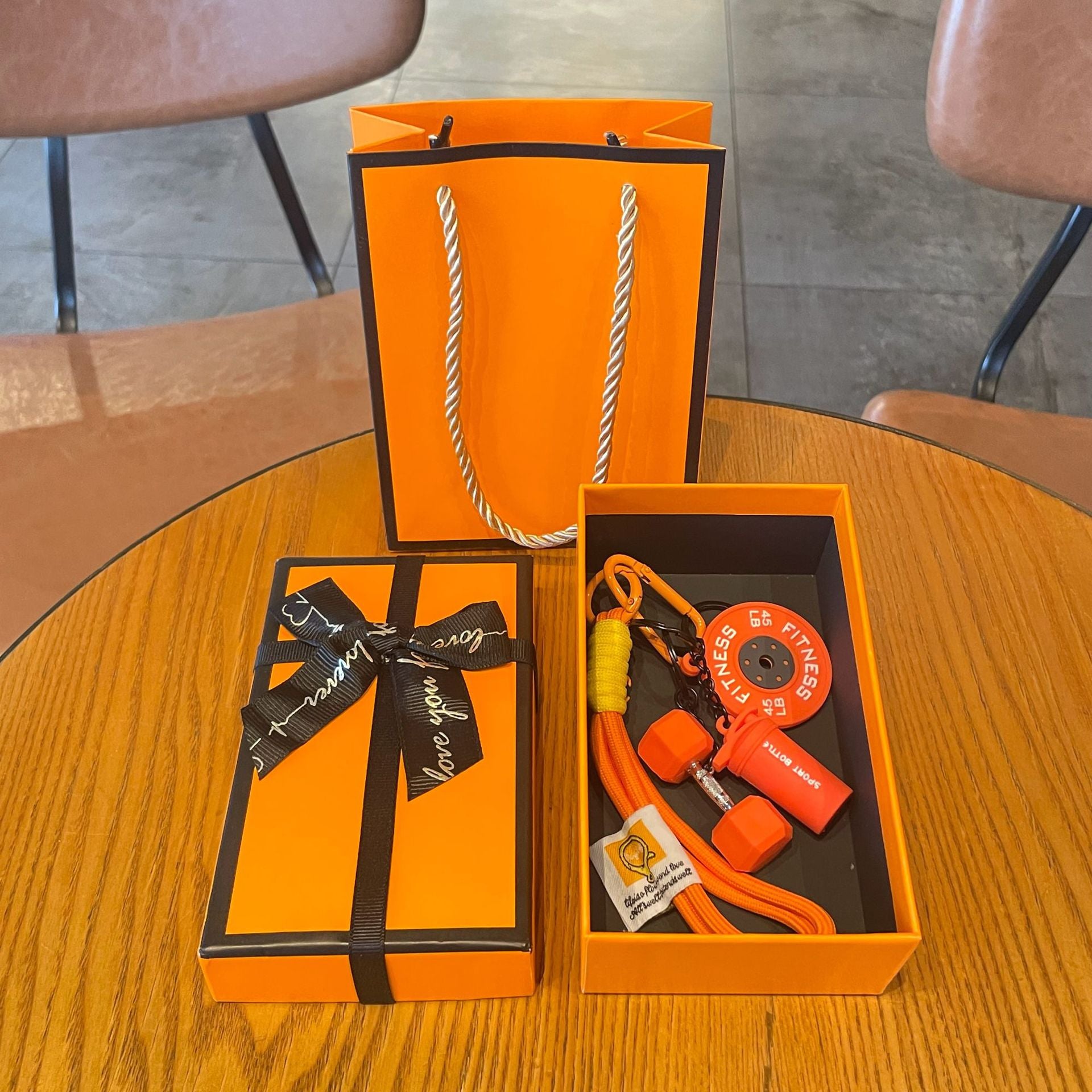 💪 Silicone Dumbbell & Shaker Keychain Set