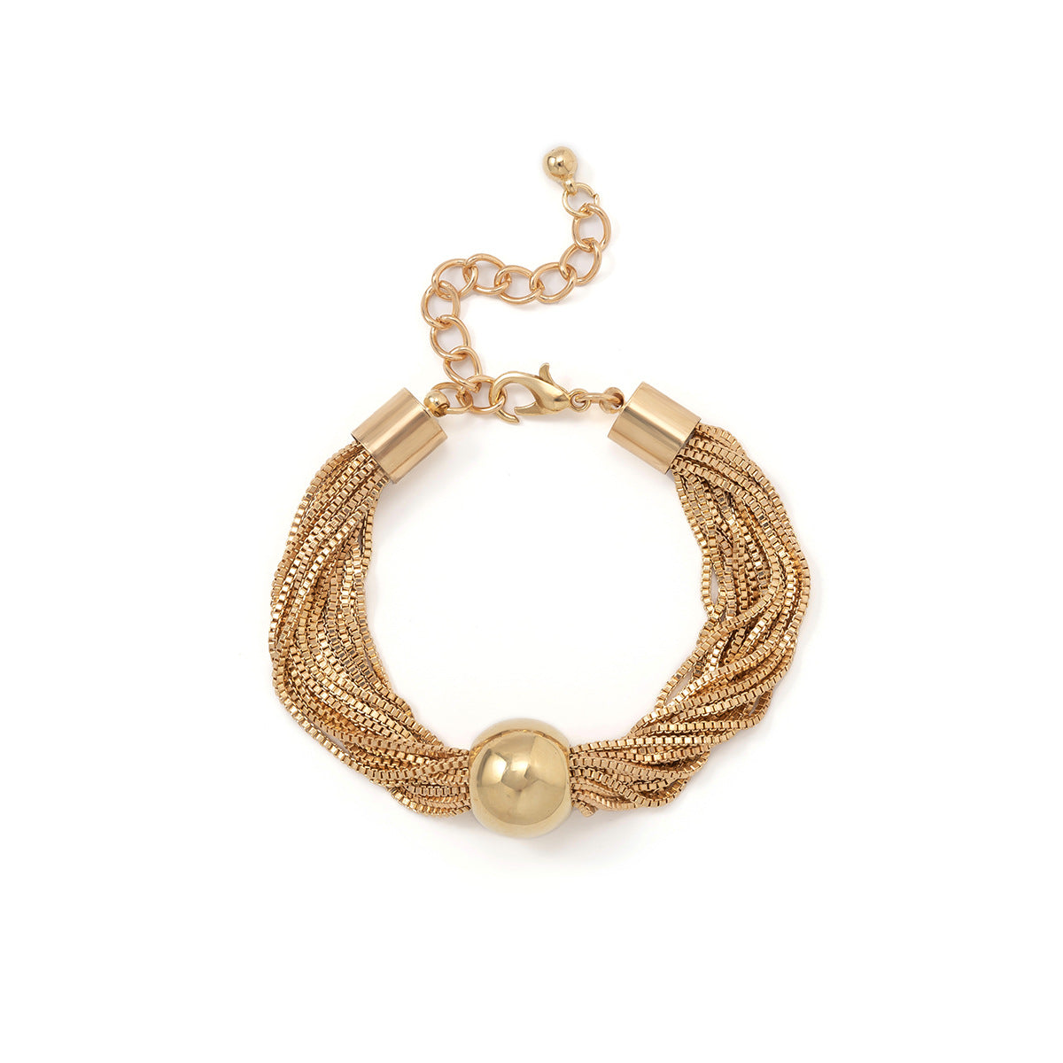 🧩 Choker + Multi-Layer Punk Chain Necklace – Geometric Round Beads