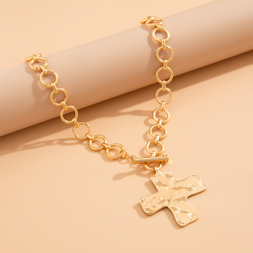 ✝️ Necklace + Alloy Cross Pendant Necklace – Minimalist Flat-Link Chain